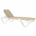 Grosfillex 99904004 / US894004 Nautical Pro White Chaise with Khaki Sling Seat - Pack of 2, 2PK 38399904004PK